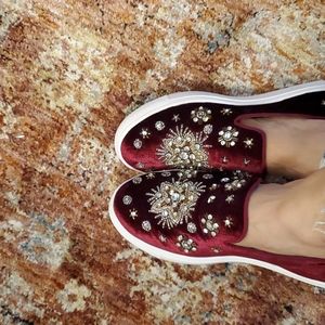 Naughty monkey  burgundy velevet sneakers 👟 👞